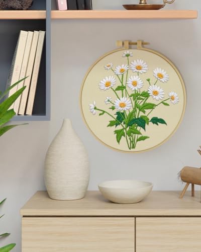 ERKOON Embroidery Kit for Beginners, Flower Cross Stitch Set Include Embroidery Cloth Hoops Threads for Craft Lover Hand Stitch with Embroidery Skill Techniques (Daisy) - Image 7
