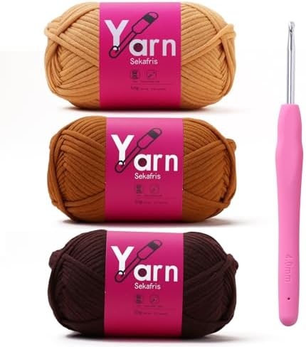 Beginner Yarn for Crocheting Cotton Crochet Yarn #4 Mixed Colors by Sekafris