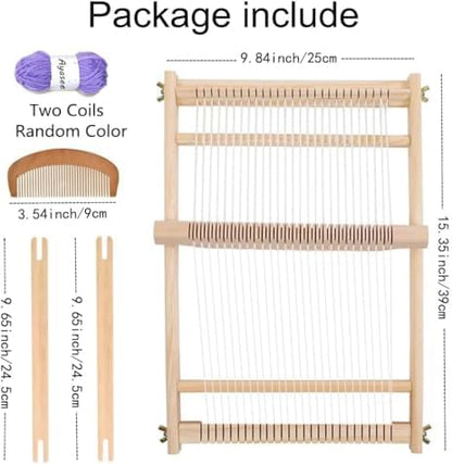 RRigo Weaving Loom Kit, 15.7" H x 11.8" W Wooden Tapestry Looms, Large Weaving Frame to Handcraft for Beginners, Came Pre-Warped for Quick Start - Image 2