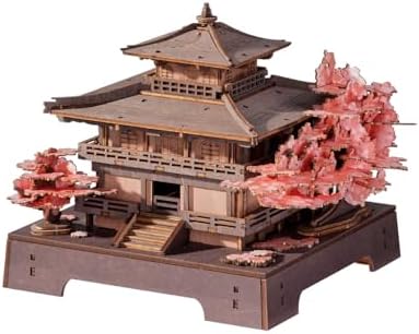 Rowood 3D Puzzles for Adults,DIY Miniature House Kit Japanese Architecture Cherry Blossom Craft Kits,Wooden Model Kit Buiding Set,Home Decor,Chirstmas Birthday Gift-Sakura Pavilion by RowoodAssembleArtDecorateLife