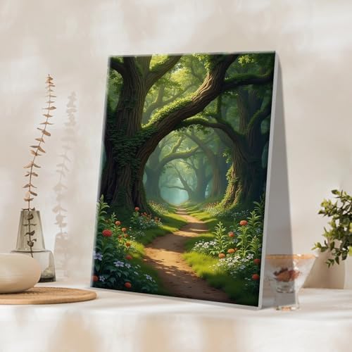 JOOZ Landscape Paint by Numbers Kit for Adults with Frame Forest Paint by Number with Easel Tree Adult Paint by Number Kits Framed Canvas Oil Painting Kits for Home Wall Decor 8x12 Inch - Image 7