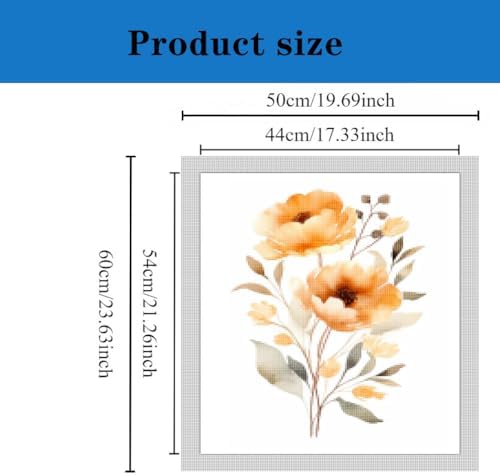 CISDKK Antique Cross Stitch Design,Flower Embroidery kit,Mesmerizing Green and Gold Fluid Floral Art Modern Botanical Plant,11CT,17.33 * 17.33 inch - Image 2