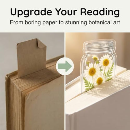 20 Pcs Transparent Dried Flower Bookmarks, Clear DIY Flower Bookmark Kit for Pressed Flowers and Leaves, Handmade Transparent Pressed Flower Bookmarks for Adults, Book Lovers - Image 6