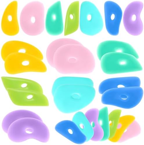 Sherr 21 Pcs Soft Ribs for Pottery Clay Silicone Rib Ceramics Tools Pottery Rubber Clay Ceramic Ribs for DIY Smooths Shapes Sculpting Tools, 7 Styles(Gentle Color,Mixed Style) by Sherr
