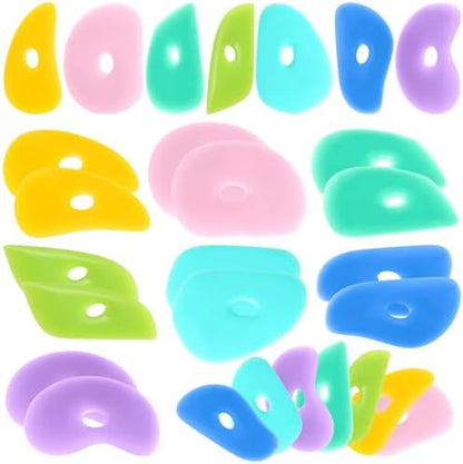 Sherr 21 Pcs Soft Ribs for Pottery Clay Silicone Rib Ceramics Tools Pottery Rubber Clay Ceramic Ribs for DIY Smooths Shapes Sculpting Tools, 7 Styles(Gentle Color,Mixed Style) by Sherr