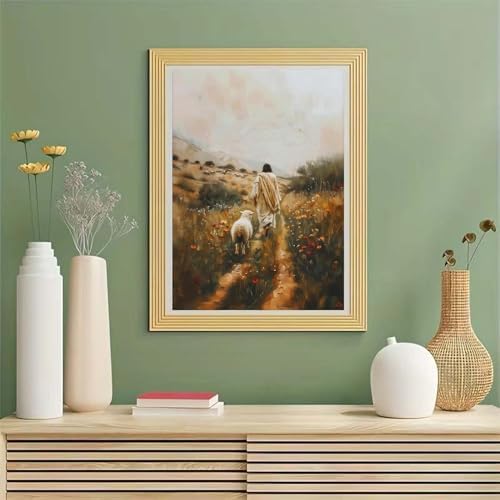 GEMOUJ Paint by Numbers Kit for Adults Beginners,Jesus and Lamb Walking on the Path Cans Paint by Number Kits for Adults,Unframed Painting Art Crafts,Home Wall Decor 16X20 Inch - Image 2