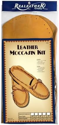 Realeather Adult Moccasin Leathercraft Kit, 4-5, Golden Tan by Realeather