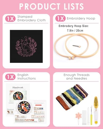 TINDTOP Embroidery Kit for Beginners Adult, Fox Embroidery Kit - Image 2
