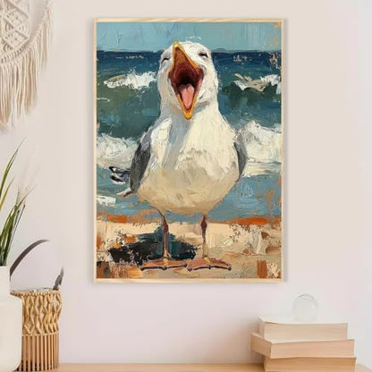 Fun Seagull Paint by Numbers Kit for Adults Framed Canvas, Frameworkless - Image 5