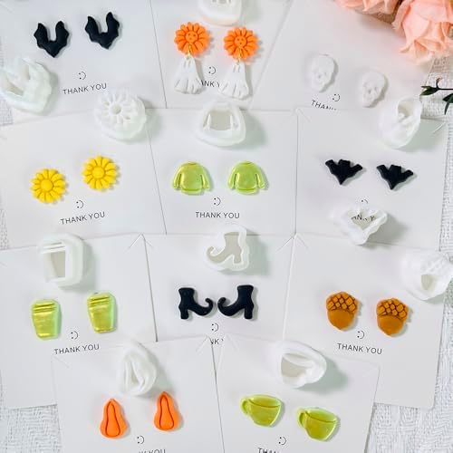Xaekicr 12PCS Mini Halloween Clay Cutters for Polymer Clay Jewelry – Small Clay Earring Cutters, Fall Pumpkin Coffee Boot Shapes, Polymer Clay Tools & Molds Kit - Image 5