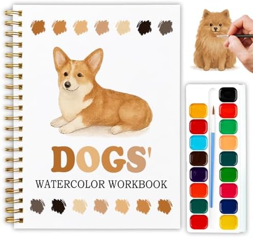 12 Dog Breed Patterns Watercolor Set, Puppy Painting Book for Beginners, Relaxing DIY Art Gift for Dog Moms, Women and Adults, Pet Lover Stress Relief Activity by Unknown