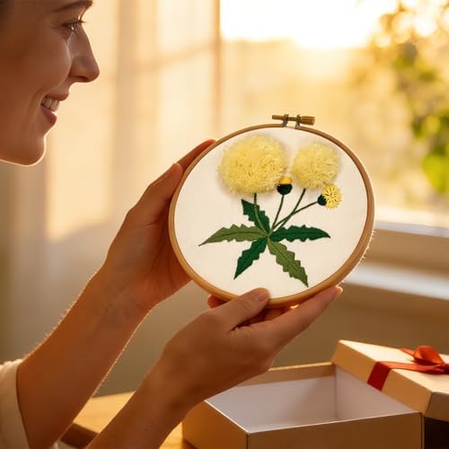 Dandelion Flower Embroidery Kits for Beginners Adults, Hand Embroidery Starter Kits, Cross Stitch Kits for Beginners DIY Craft Kits for Adults Women, Entire Set of Embroidery Supplies & Video Tutorial - Image 4