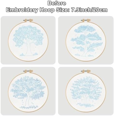 Sivilife Embroidery Starter Kit for Beginners, 4 Sets Stamped Cross Stitch Kits for Adult, Seasonal Tree Pattern Hand DIY Kits with 2 Embroidery Hoop Instructions Color Threads Needles and Scissor - Image 4