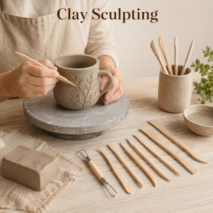 11 Pcs Clay Sculpting Tools, Double Ended Clays Modeling Tools Pottery Wooden Sculpting Tool Polymer Pottery Dough Modeling Tool Kit for Cutting Carving Shaping Detailing - Image 5