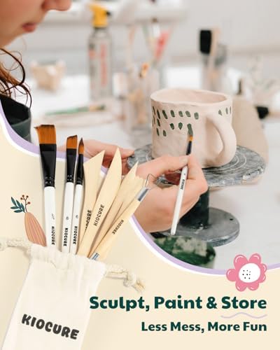 Kiocure Air Dry Clay for Adults, Pottery Tool Kit, DIY Kits for Adults with Air Dry Clay Paint & Varnish, Pottery for Beginners at Home - Image 4