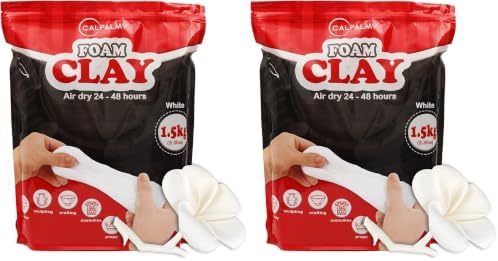 3.3 lbs Moldable Cosplay Foam Clay (White) – High Density and Hiqh Quality for Intricate Designs | Air Dries to Perfection for Cutting with a Knife or Rotary Tool, Sanding or Shaping (Pack of 2) by CalPalmy