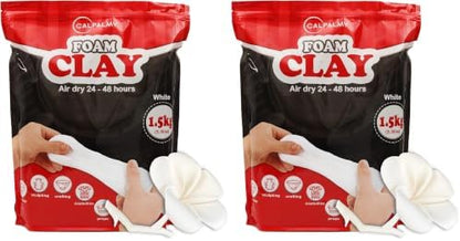 3.3 lbs Moldable Cosplay Foam Clay (White) – High Density and Hiqh Quality for Intricate Designs | Air Dries to Perfection for Cutting with a Knife or Rotary Tool, Sanding or Shaping (Pack of 2) by CalPalmy
