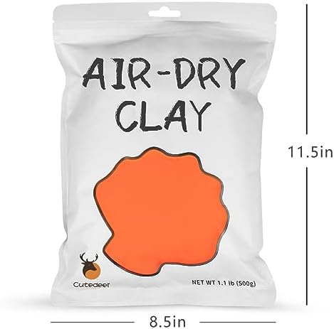 Cutedeer Orange Air Dry Clay, 1.1lb Foam Modeling Clay, Soft Squishy Molding for Kids Adults, Arts & Crafts Project Slime Supplies(1.1lb - 1 Pack, Orange) - Image 5