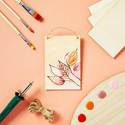 Bright Creations Unfinished Wood Craft Blanks - 3.75 x 5.75 in, Pack of 50 - Jute String Included for Blank Wood Signs & Banners - Great for Stenciling, String Art & DIY Painting - Wooden Plaques Bulk - Image 2