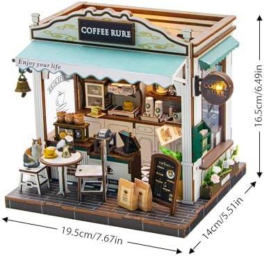 Miniature Coffee Shop Kits DIY for Adults and Teens, Miniature House Book Nook with Lights, Craft Kit for Family and Friends - Image 2
