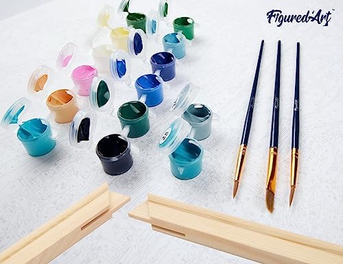 Figured'Art Paint by Numbers Kit for Adults Shells on The Seaside 16"x20" - Craft Art Painting Rolled Canvas with DIY Wooden Frame - Image 6