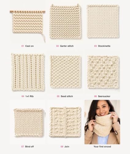 We Are Knitters Stitch Sampler Knitting Kit | Beginner-Friendly Knitting Starter Kit with Yummy Yarn | Learn Essential Stitches & Make Your First Snood - Image 6