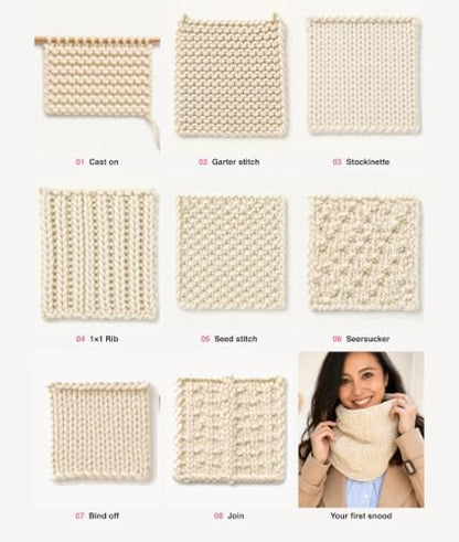 We Are Knitters Stitch Sampler Knitting Kit | Beginner-Friendly Knitting Starter Kit with Yummy Yarn | Learn Essential Stitches & Make Your First Snood - Image 6