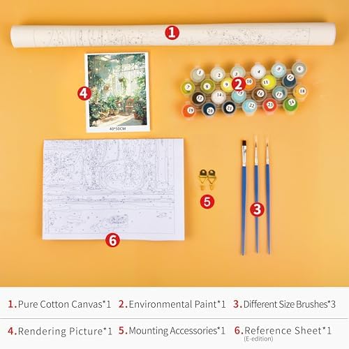 TUMOVO Paint by Numbers Kit for Adults Beginner Green Plants, Adult Paint by Number with Brushes Sunlight, DIY Acrylic Painting by Numbers for Gift Home Wall Decor 16"x20"(Frameless) - Image 6