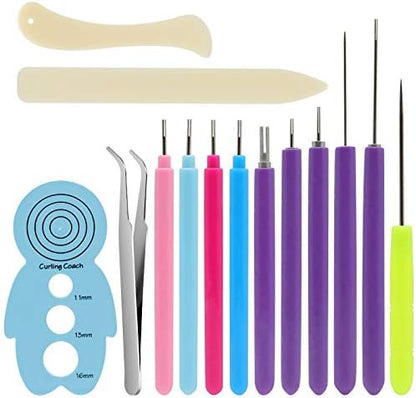 KITANIS 14 Pieces Paper Quilling Tools Slotted Kit, Assorted Sizes Rolling Curling Quilling Needle Pen for Art Craft DIY Paper Card Making Project Tools by KITANIS