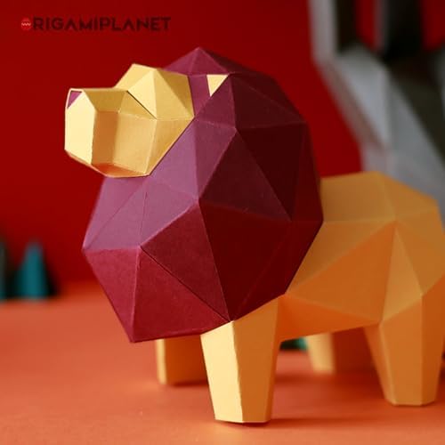 Lion 3D Origami Paper Craft Kit, Creative Handmade Paper Sculpture Art for Home Decor, Unique Pre-Cut DIY Cute Animal Models Origmai Papercraft Set, Present for Teens & Adults - Image 3