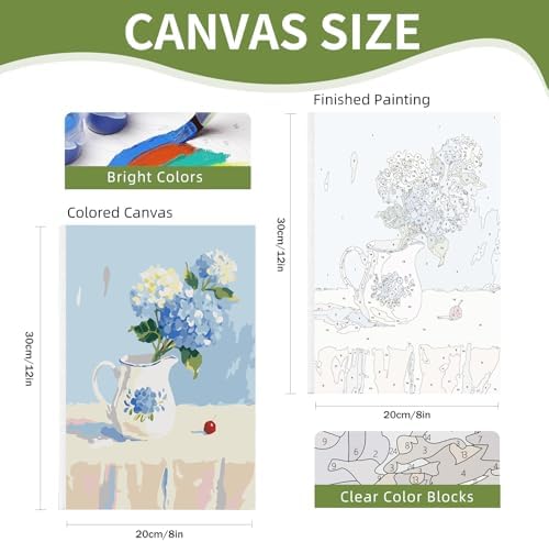 4 Pack Framed Paint by Numbers Kit for Adults Beginner with Wooden Easel, Flowers Vase Easy Paint by Numbers with Frame, DIY Adult Paint by Numbers Kits on Canvas Framed for Home Decor Gift 8x12 Inch - Image 6