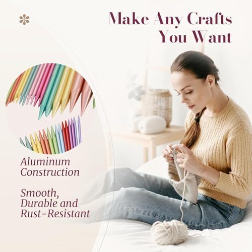 Yarniss 18 Pairs Circular Knitting Needles with Swivel Cable, US Sizes 0-15 - Image 5