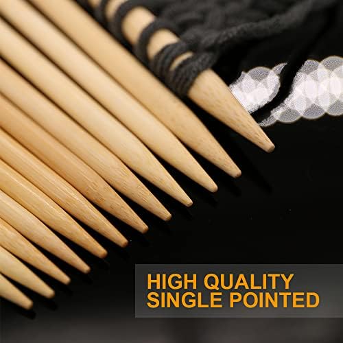 36PCS Bamboo Knitting Needles Set, BetyBedy Single Pointed Knitting Needles, 9 Inches Length Knitting Crochet Supplies for Beginners Handmade (18 Sizes from 2.0mm-10.0mm) - Image 3