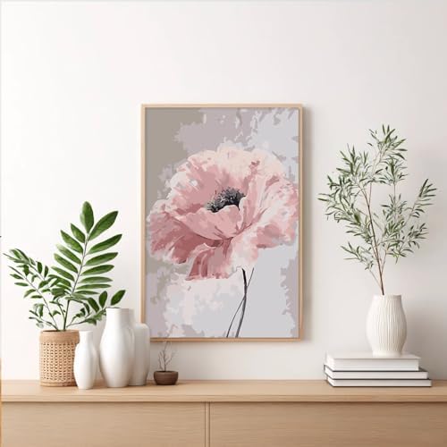 Framed Paint by Numbers Kit for Adults Beginner & Kids, Vintage Flowers Easy Paint by Numbers without Easel, DIY Acrylic Adult Painting by Number Kits on Canvas Framed for Gift Home Decor 8 x 12 Inch - Image 2