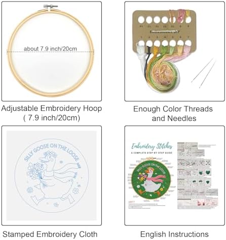 Louise Maelys Silly Goose Embroidery Kit for Beginners, Floral DIY Craft - Image 2