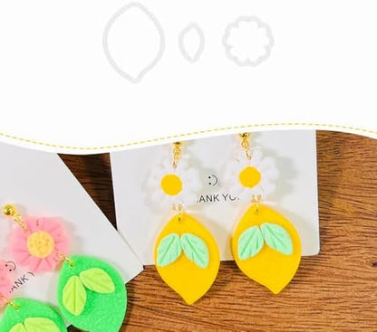 Xaekicr Lemon Flower Polymer Clay Cutters – 3 Pcs Clay Earring Cutters Set – Clay Tools for Polymer Clay Jewelry Making – DIY Summer Earring Cutter Kit for Crafts and Accessories by Xaekicr