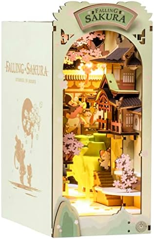 Rolife DIY Book Nook Kit Falling Sakura, DIY Miniature Booknook Kit Creative Decorative Bookend Bookshelf Insert 3D Puzzle for Adults, Halloween/Christmas Decorations/Gifts for Adults (Falling Sakura) by Rolife