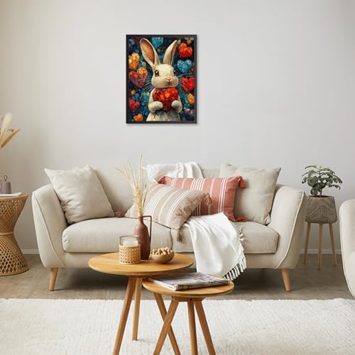 RICUVED Easter Paint by Numbers for Adults, Rabbit Paint by Numbers Kit for Adults Beginners, Heart DIY Acrylic Oil Painting on Canvas Easy for Gift Home Wall Decor 16x20 Inch - Image 2