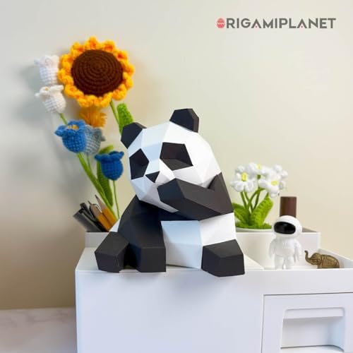 3D Panda Fanfan Origami Paper Craft Kit, Fun DIY Pre-Cut 3D Paper Art Model for Teens & Adults, Easy Handmade Animal Figurine Sculpture Gift Set for Bookshelf Decoration - Image 6