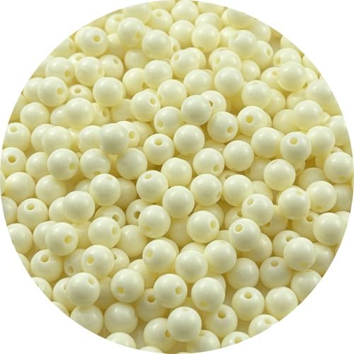 300pcs Acrylic Round Beads for Crafts 8mm Resin Candy Color Spacer Beads with Hole for Jewelry Making Sewing Crafts Decoration Necklaces Bracelets Earrings Supplies(Cream) by Unknown