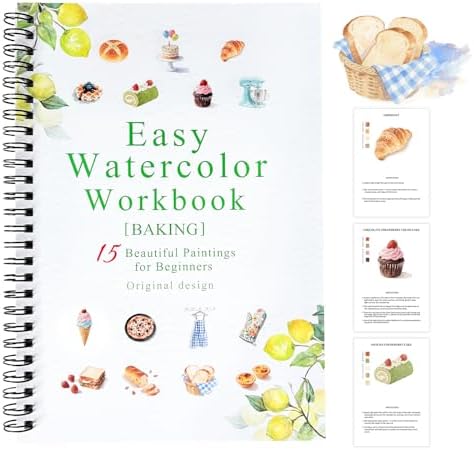 Watercolor Workbooks Baking, 15 Beautiful Paintings for Water Color Book Adult, Watercolor Coloring Book for Beginners, Watercolor Workbook for Adults Teens (Without Palette, Baking) by Terself