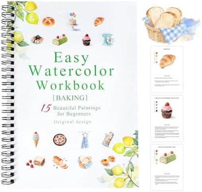 Watercolor Workbooks Baking, 15 Beautiful Paintings for Water Color Book Adult, Watercolor Coloring Book for Beginners, Watercolor Workbook for Adults Teens (Without Palette, Baking) by Terself