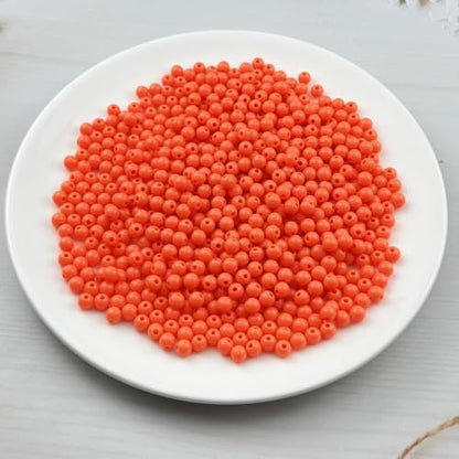 700pcs Acrylic Round Beads for Crafts 6mm Resin Candy Color Spacer Beads with Hole for Jewelry Making Sewing Crafts Decoration Necklaces Bracelets Earrings Supplies(Orange) - Image 2