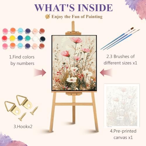 BYGFHLYW Vintage Wildflower Paint by Numbers Kit for Adults Beginners - Image 6