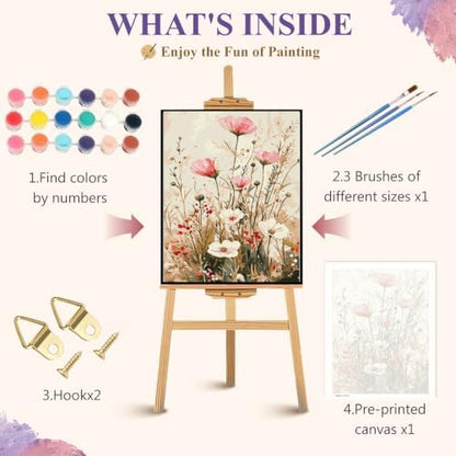 BYGFHLYW Vintage Wildflower Paint by Numbers Kit for Adults Beginners - Image 6