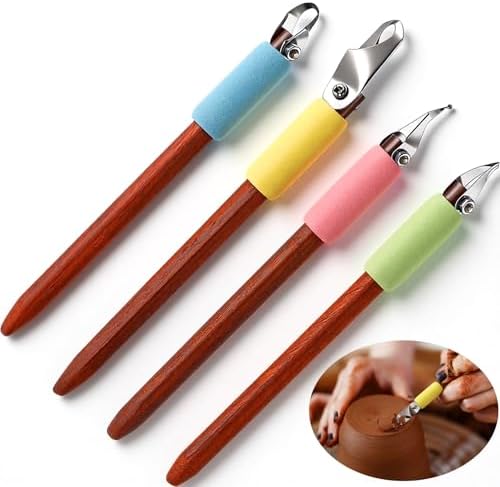 Leriton 4 Pack Pottery Carving Tools 5.9" Clay Sculpting Scrapers by Leriton