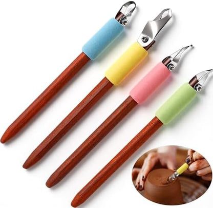 Leriton 4 Pack Pottery Carving Tools 5.9" Clay Sculpting Scrapers by Leriton