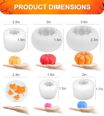 MGLIFEUL 6 pcs Large Halloween Pumpkin Maple Leaf Silicone Candle Mold - Image 3