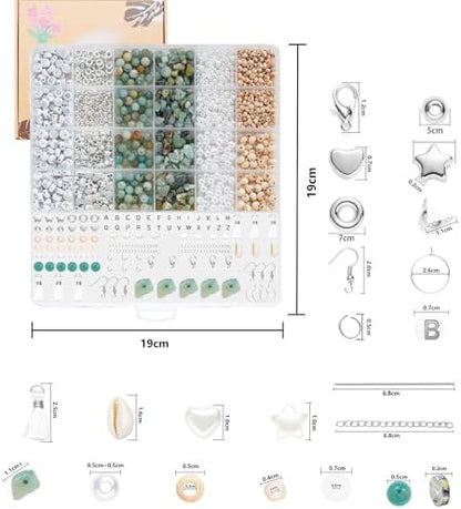 Xyliise Bracelet Making Kit Natürliche Perlen Set for Adults Beads for Bracelets Silver Jewelry Making Supplies DIY Jewelry Necklace Earrings (CZ006-Amazonite) - Image 3