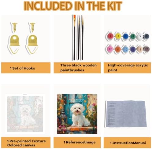 Pxzcrypha Dog Paint by Numbers Kit for Adults Beginner 16x16inch - Image 3